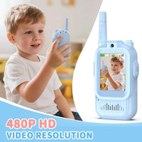 2pcs Video Walkie Talkie Video Intercom HD Rechargeable Voice Fonts One-Click Call Cartoon Voice Changer Christmas Gift for Kids