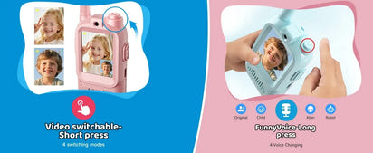 2pcs Video Walkie Talkie Video Intercom HD Rechargeable Voice Fonts One-Click Call Cartoon Voice Changer Christmas Gift for Kids