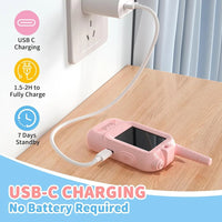 2pcs Video Walkie Talkie Video Intercom HD Rechargeable Voice Fonts One-Click Call Cartoon Voice Changer Christmas Gift for Kids