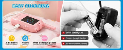 2pcs Video Walkie Talkie Video Intercom HD Rechargeable Voice Fonts One-Click Call Cartoon Voice Changer Christmas Gift for Kids